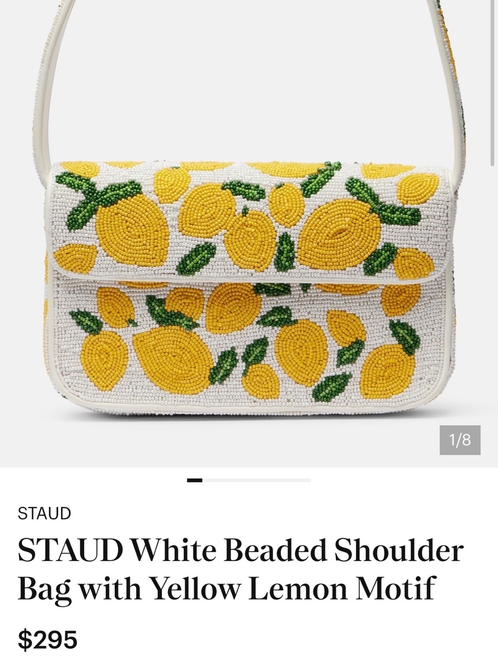 STAUD - Tommy Lemon Print Beaded Shoulder Bag - Picture 8 of 11
